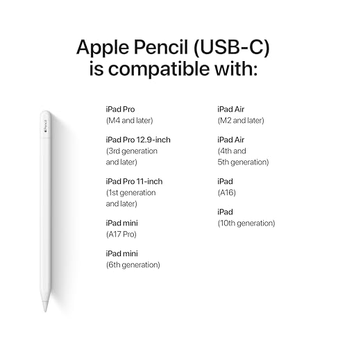 Apple Pencil (USB-C) MUWA3AM/A 6.1" x 0.3" x 0.3" 1 Lithium Ion Battery Included