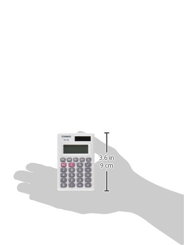 Casio HS-4G Standard Function Calculator, 8 digits, Solar Power, LCD Display, White