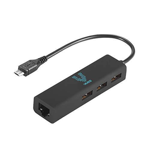 Vilros Three Port USB & Ethernet Hub for Raspberry Pi Zero - USB 2.0, RJ45 Ethernet, Plastic Enclosure