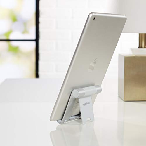 Amazon Basics Portable Stand for Tablets and Phones, Model L6LSH001-CS-R, Adjustable Length, Silver