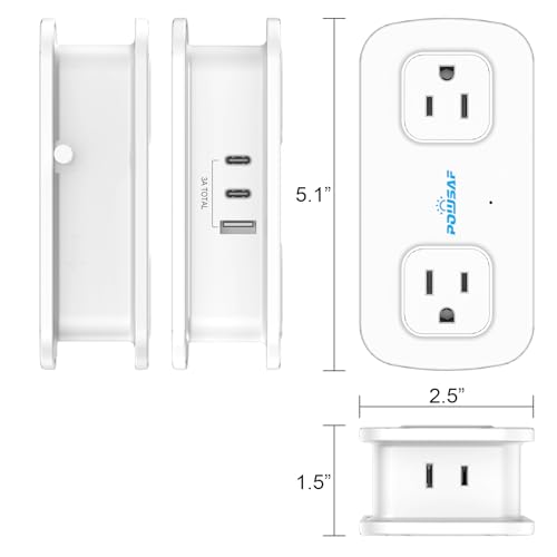 POWSAF 4 Outlets 3 USB Ports 125 Volts 10 Amps Type A Power Strip TK-A03A