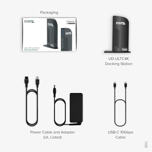 Plugable 13-Port USB-C Docking Station UD-ULTC4K | 4K Triple Monitor | 100W Power Delivery