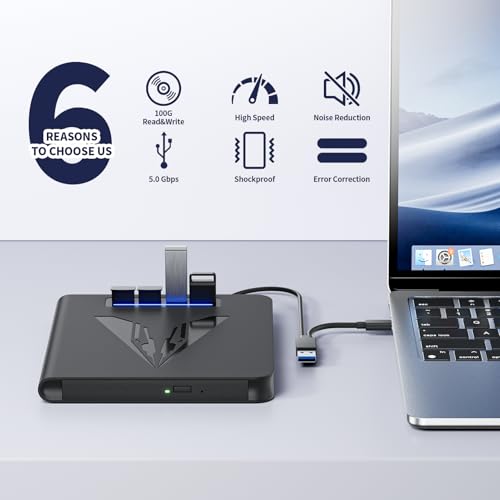LLMHHKYK External Blu-ray Drive KL001 100GB 8x USB 3.0 Type-A & C