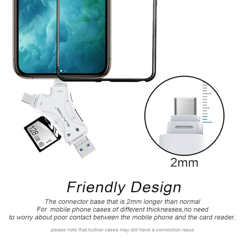 SUNTRSI 2.72" x 1.38" x 0.39" Model Y-BD microSD Reader USB Type C White