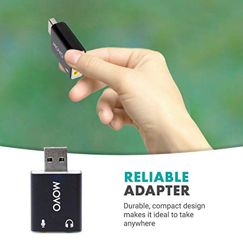 Movo 1 Count USB-AC USB 2.0 Stereo Audio External Sound Card Adapter for PC and Linux