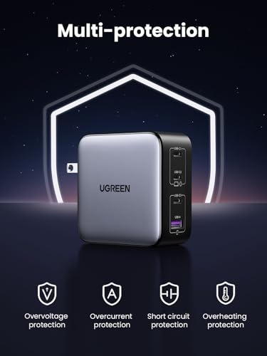UGREEN 100W CD226 USB Type A, USB Type C Wall Charger, 4 Ports, Dark Gray, 240V AC