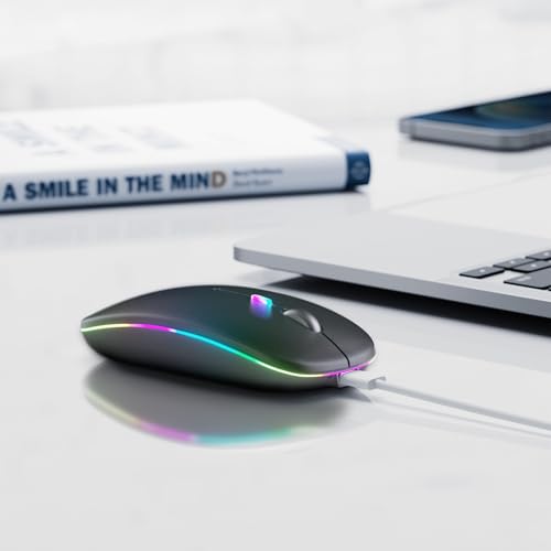 Afaartcci Wireless Bluetooth Mouse 4.4"x2.3" 1600 DPI Dual Mode USB Rechargeable Wireless Computer Mouse