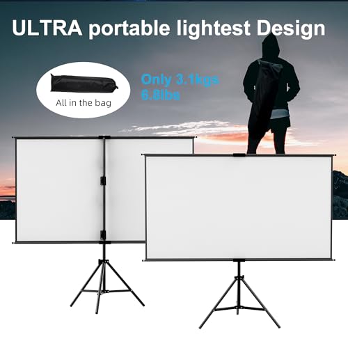 lejiada 60IN Tripod Mount Projection Screen 160 Degree Viewing Angle 2kg PVC Enclosure