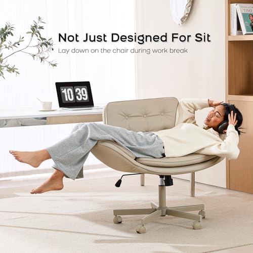 Amseatec LY-8267-CRE-US Office Chair, Adjustable Height, Swivel, Indoor Use, Cream