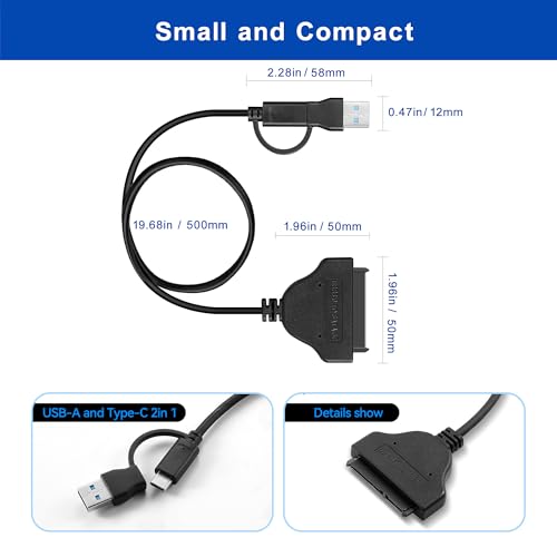 FARBOKO 8.7in UA1006A SATA to USB Adapter Cable Black