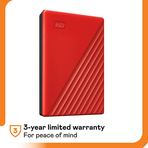 WD 2TB My Passport Portable External Hard Drive USB 3.0 Red