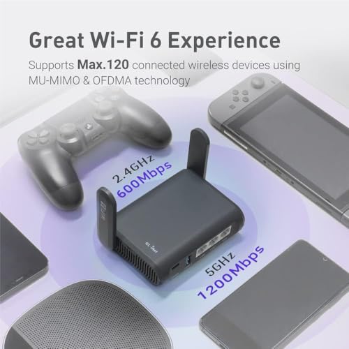 GL.iNet Dual-Band Wireless Router GDB008W3-050400ZX 1800 Mbps Wi-Fi 6 Ethernet Connectivity