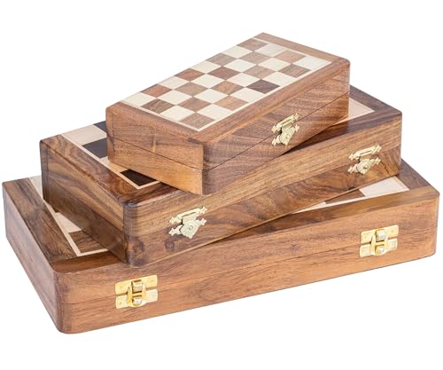 INTAJ 12" Standard Edition Wooden Chess Set Wooden Chess Board Travel Foldable