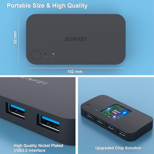 BENFEI USB 3.0 KVM Switch 2-Port Selector for 4 USB Devices, Model 000354black