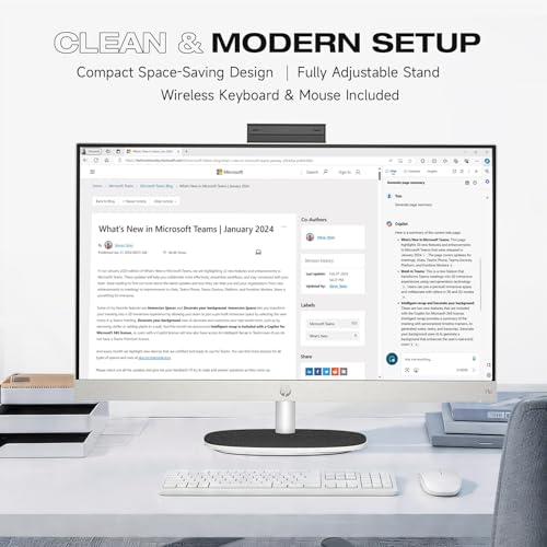 HP 27" AI 7 350 All-in-One Desktop Computer, 1920x1080, 32GB DDR5 RAM, 2TB SSD, FHD IPS Display