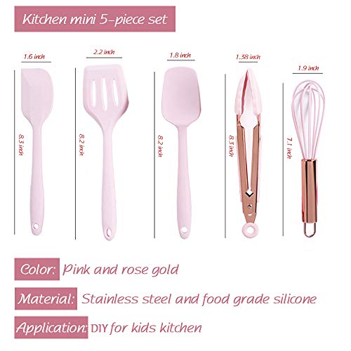 Collfa 8.2 in Mini Kitchen Utensil Set Food-Grade Silicone Cooking Tools, 5-Piece Set