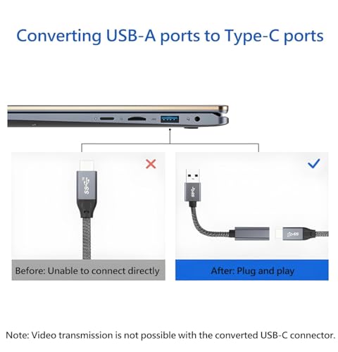 ULTIENCE USB-A to USB-C Adapter 60 Watts 3 Amps 20 Volts 1 Port Grey 0.41ft