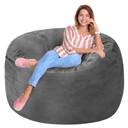 Homguava 3FT Bean Bag Chair Model 08016 Silver Grey
