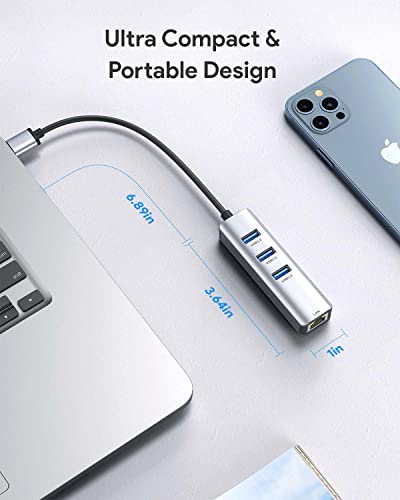 ABLEWE USB 3.0 4-in-1 Ethernet Adapter USB 3.0 Port Expansion RJ45 Gigabit Ethernet 5 Gbps