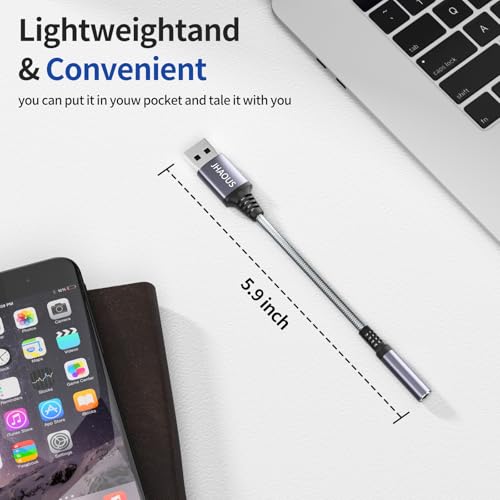 JHAOUS USB-A to 3.5mm Jack Audio Adapter Model JHUSB-3.5 Compatibility: PC, Laptop, Mac, Linux, PS4, PS5