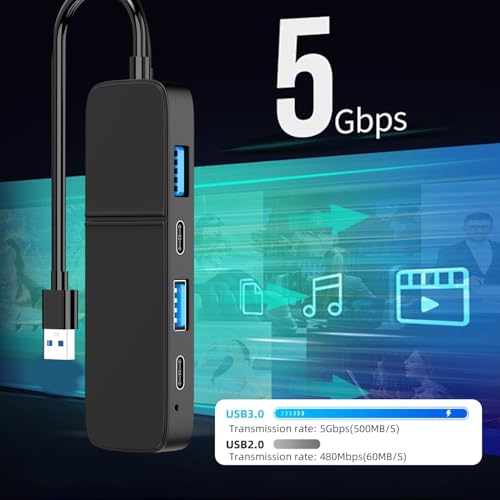 Eanetf 1.5" x 1" x 0.5" USB to HDMI Adapter Hub 5 Ports USB 3.0 1920x1080 Plastic
