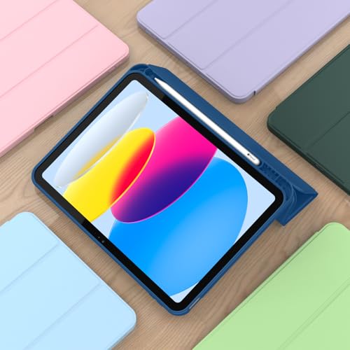 ToaPoia Case for iPad A16 11-inch 2025 Model A3354/A3355/A3356, iPad 10th Gen 10.9-inch 2022 Model A2696/A2757/A2777, Lightweight Soft TPU Case, Auto Sleep/Wake, Multi-Angle Viewing, Navy Blue