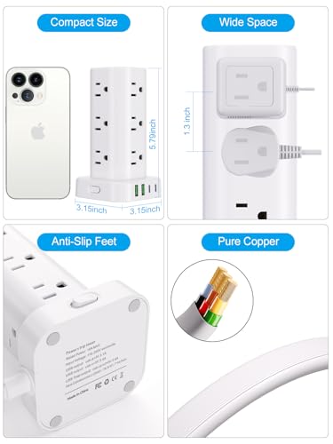 UWIWUTEI 16 Outlets Surge Protector Power Strip with 4 USB Ports Model HD-Q16