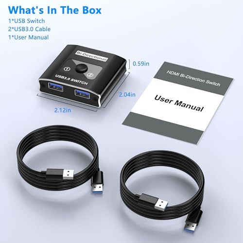 Movcle USB 3.0 Switch, Bi-Directional USB Switcher, 5 Volts, 1 Amps, Normally Closed, Push Button, 2-way, IP20, RoHS Compliant