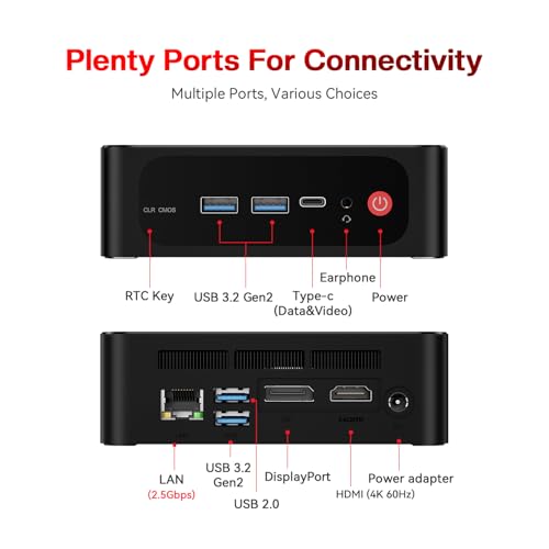 Beelink SER5 PRO Mini PC, AMD Ryzen 5 5625U (6C/12T up to 4.3 GHz), 16GB DDR4 RAM, 480GB SSD, Integrated Graphics, Supports 4K Triple Display