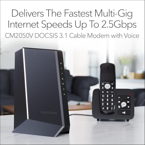 NETGEAR 2.5Gbps Cable Modem CM2050V Ethernet, Wi-Fi 4 Ports Black