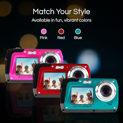 Minolta MN40WP 16GB 48MP Digital CMOS Camera with LCD Display and Waterproof Capability