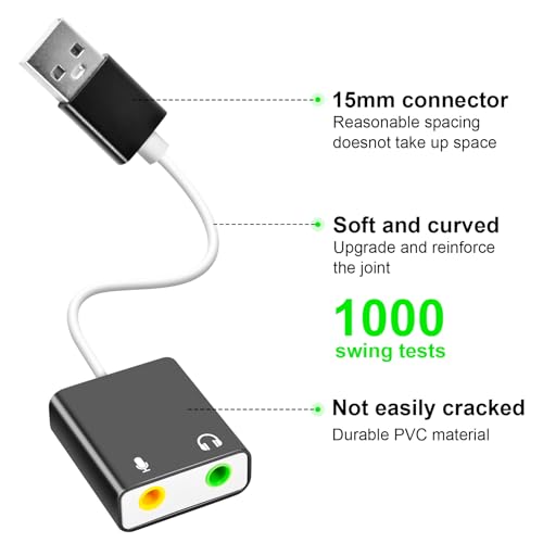 QAJOPFN USB Audio Adapter S1 Stereo 7.1 External Sound Card