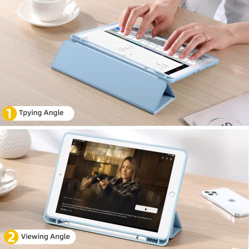 Akkerds 10.2 inch SB-122 Case for iPad 9th/8th/7th Generation, Soft PU Leather, Auto Sleep/Wake, Scratch Resistant, Sky Blue