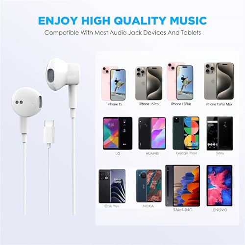 Mutsrd 1 Pack USB C Headphones Model Mutsrd In Ear Passive Noise Cancellation 20Hz-20kHz Wired Earphones