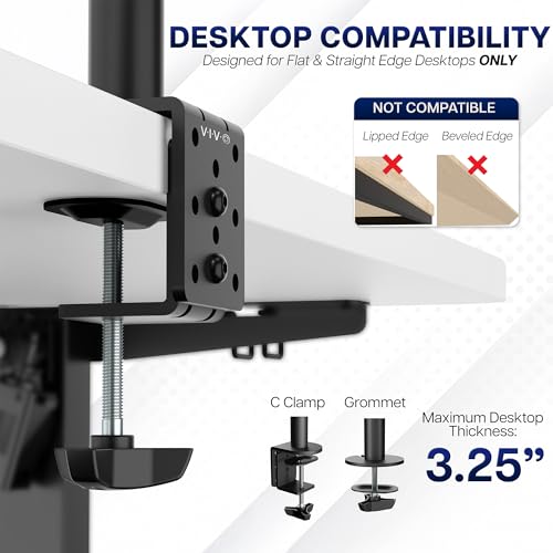 VIVO Dual Monitor Desk Mount STAND-V002 Supports 2 Screens up to 30 Inches and 22 lbs Each