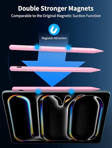 AYNSRTN Pink Aluminum Stylus Pen for Apple iPad Models A16/10/9/8/7/6, Pro 13/12.9/11" M5/M4, Air M3/M2/5/4/3, Mini 6/5