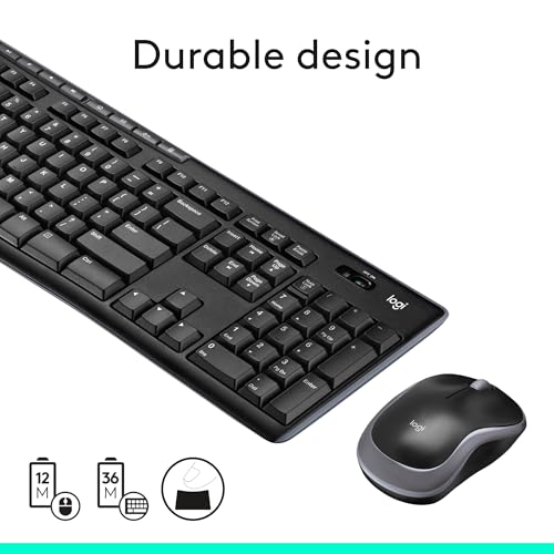 Logitech MK270 Black Wireless Keyboard and Mouse Combo - 2.4 GHz, USB Receiver, 104 Keys, Spill-Resistant, Ambidextrous Mouse, Windows Compatible