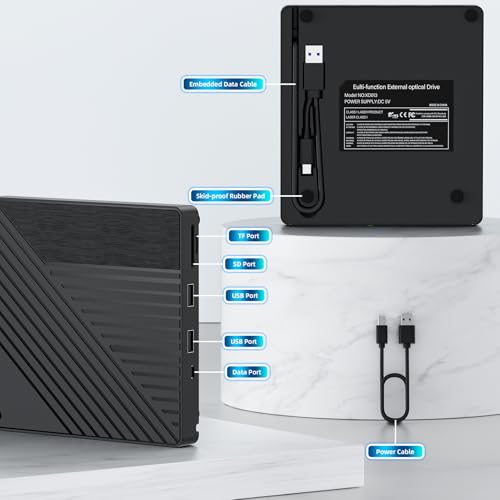 LLMHHKYK 5-in-1 External Blu-ray Drive BD051 USB 3.0 & Type-C Optical Drive