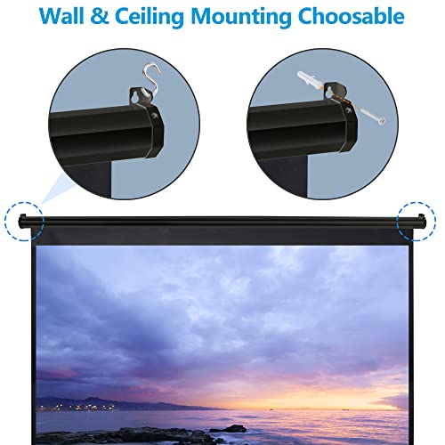 ZENY 100 Inch Projector Screen HU-XI-201 Manual Mounting, Matte Finish, 16:9 Aspect Ratio, Metal/PVC Enclosure