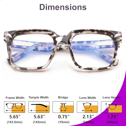 VISOONE 54MM Cougar_603BLB Full Rim Reading Glasses Blue Light Blocking