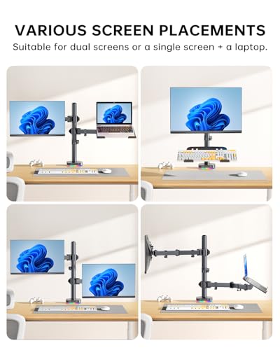 H&C 13-32" KHUS-M074-RGB Monitor & Laptop Mount, 1 Count, Adjustable, 18 lbs Capacity, VESA 75x75/100x100