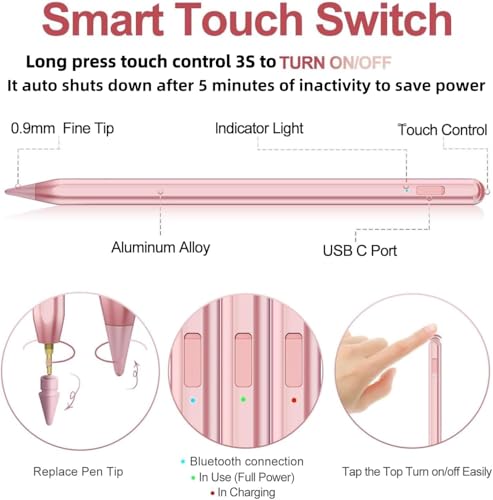 JvKzaen 5.91in AC10S 0.9mm Stylus Pen for iPad 2018-2025