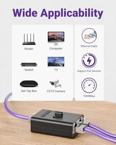 VCELINK 2 Ports Ethernet Switch M241-1P-DE Gigabit Ethernet 1000Mbps Passive Splitter