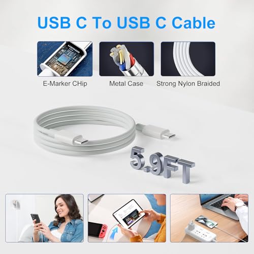 BIYTC USB Type C Charger PD65W 20W Fast Charging Adapter 3A Input 100V AC Power Supply