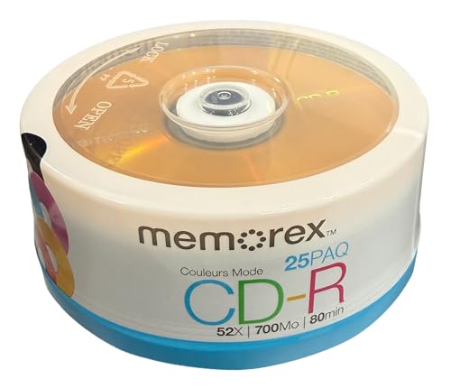 Memorex 700MB CD-R Disc 52X Read Speed 80 Minutes Recording Capacity Light Green Bottom Pack of 25