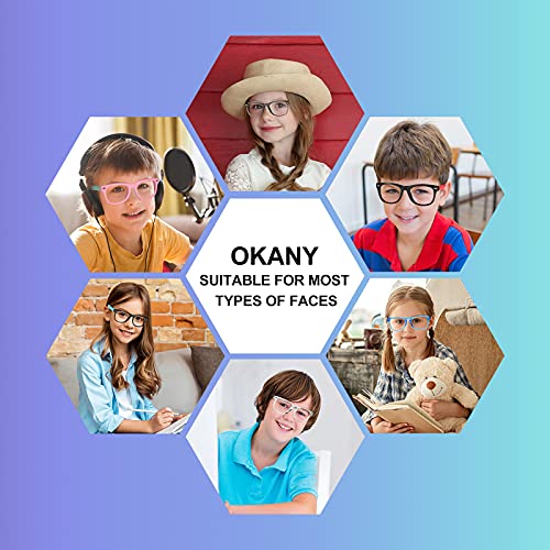 Okany 3 Count Kids Blue Light Blocking Glasses 125mm Frame Width 35mm Lens Height
