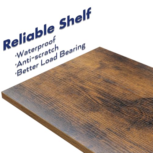 NUMENN 5 Tier Bookshelf Floor Mount Vintage Style Metal and Engineered Wood Bookcase