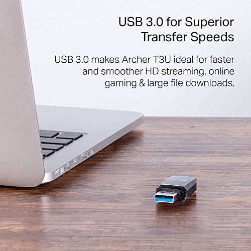 TP-Link 0.78" x 0.41" x 1.59" Archer T3U USB 3.0 WiFi Adapter - Dual Band 1300 Mbps - Compatible with Windows 11, 10, 8.1, 8, 7, XP, Mac OS X 10.9-10.14