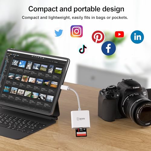VIVID TECH 3.5" x 1.2" x 0.5" SD+microSD(TF) US Reader Dual Card Slots High Speed Transfer USB Type C Reader