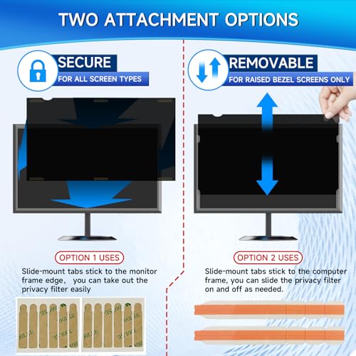 Magicmoon 2-Pack 24 Inch Privacy Screen Filter, Anti-Glare, Blue Light Block, 16:9 Aspect Ratio